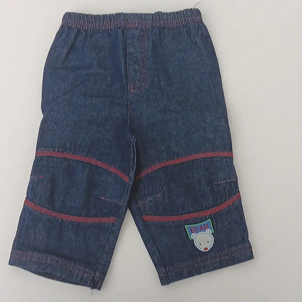 Okie Dokie Striped Red & Blue Boy Baby Outfit Size 6-9 Months Bear Patch 2 Piece - Picture 8 of 12